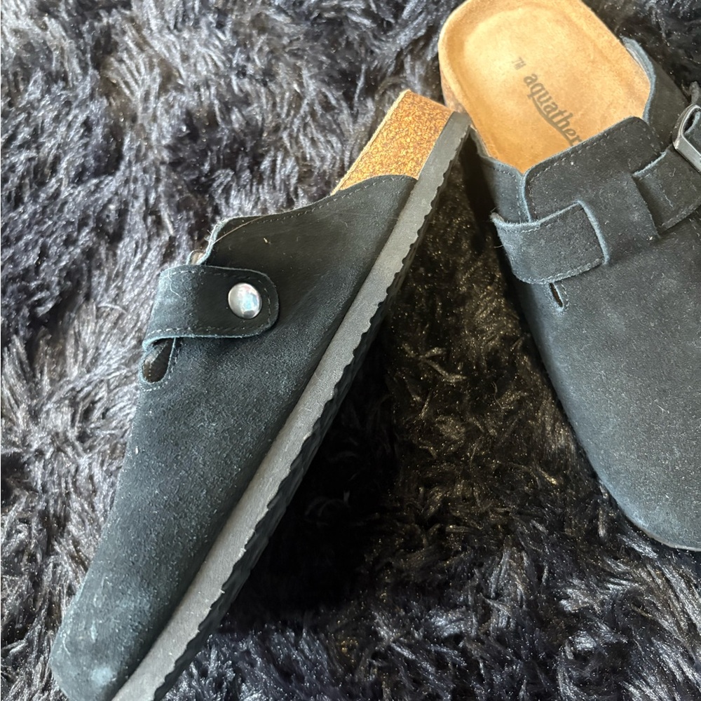 Black Cork Footbed Sandals with Adjustable Buckle Straps - Picture 9 of 9